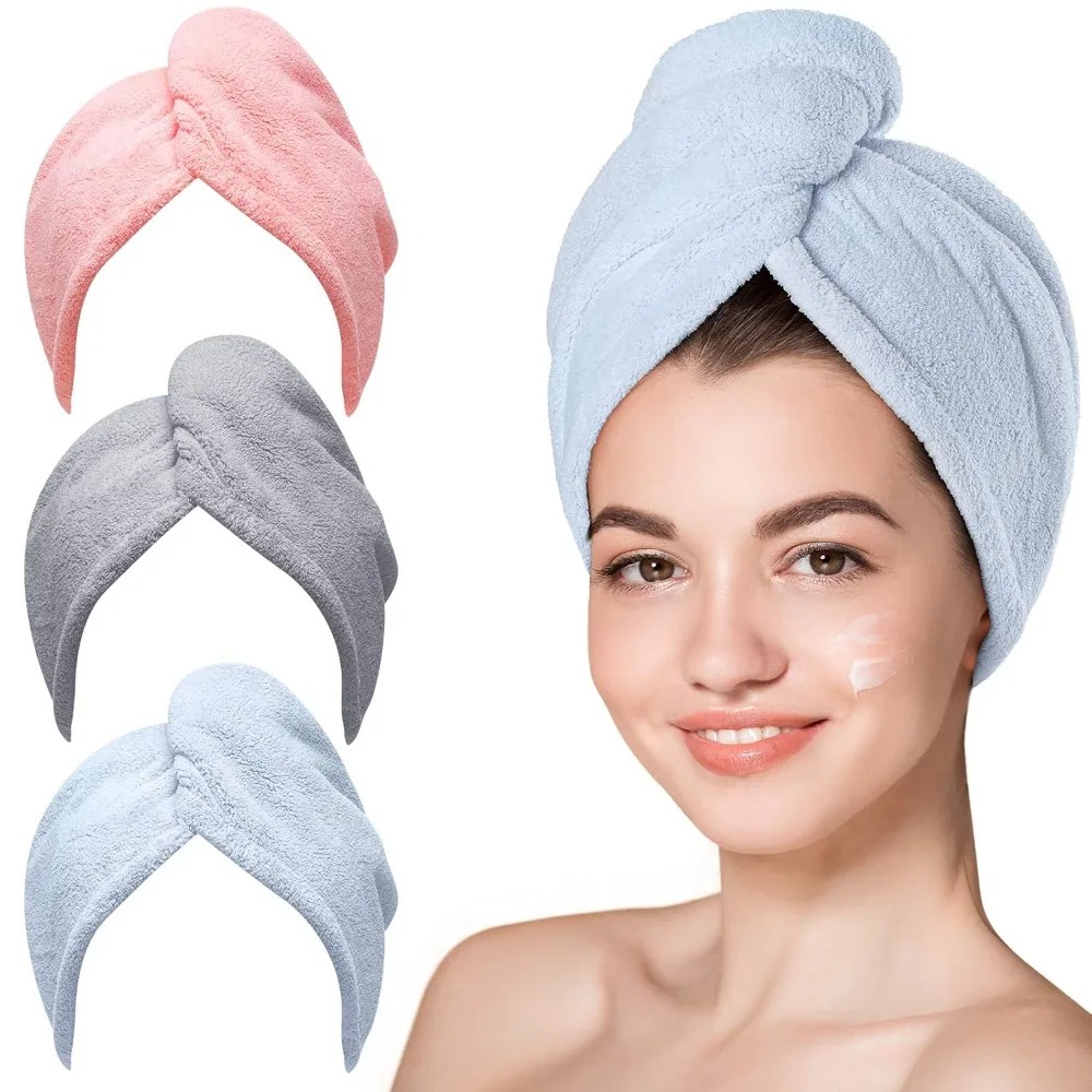 Hair Turban Towel - Toalha de Cabelo de Secagem Rápida,