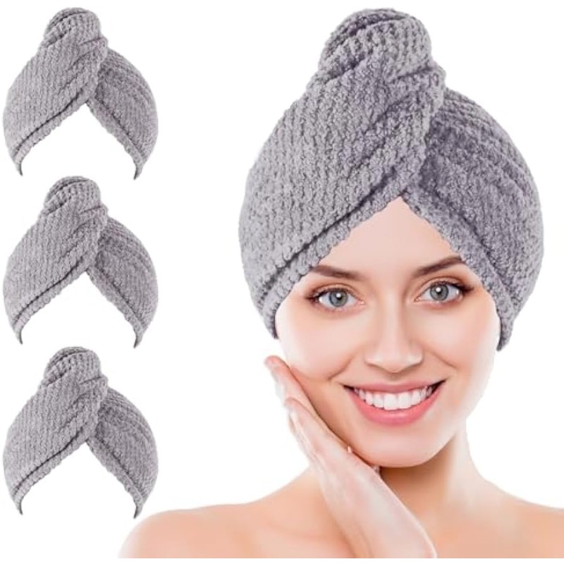 Hair Turban Towel - Toalha de cabelo super absorvente de