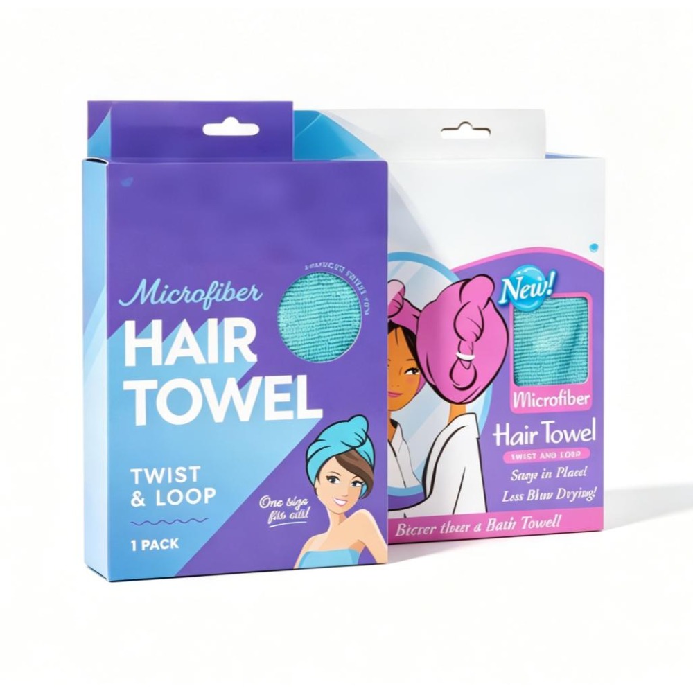 Hair Turban Towel - Toalha de microfibra azul pavão para