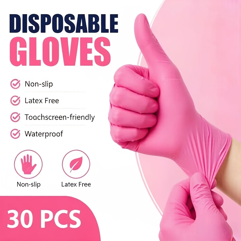 Hair Care Works - Luvas Descartáveis de Nitrilo Rosa, Sem