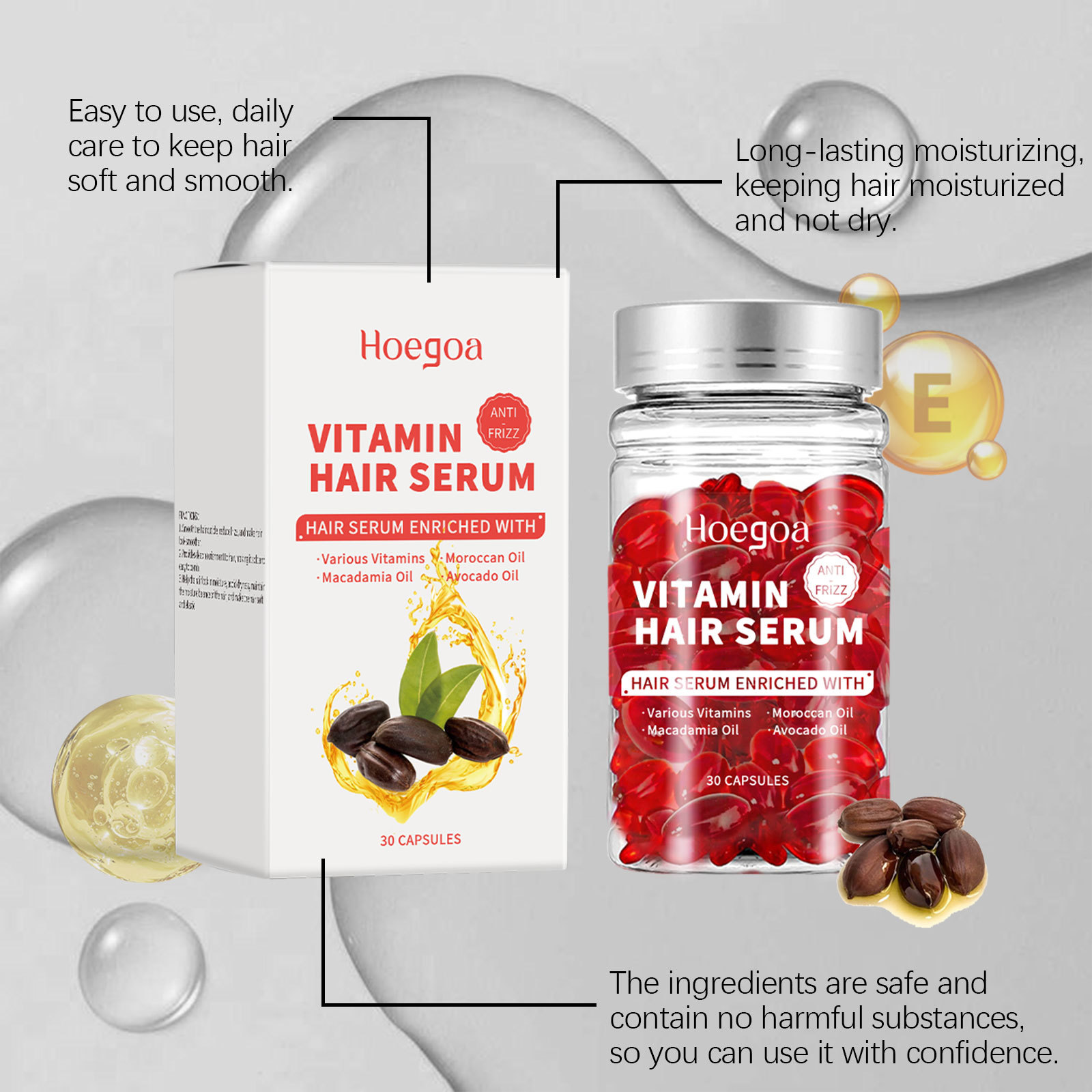 Hair Care Oil Serum - Cápsulas de soro para cuidados com