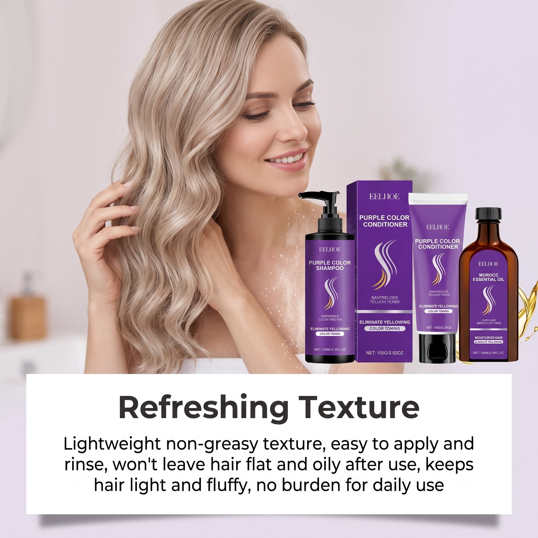 Conjunto de Shampoo Roxo com C - Hair Care Oil Serum avaliação e preço